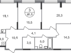 3-ком, 95,6 кв.м., 1/17эт.