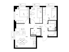 3-ком, 62.40 кв.м., 7/14эт.