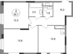 2-ком, 56,1 кв.м., 10/19эт.
