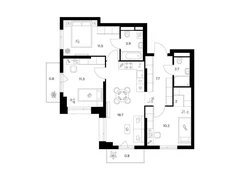 3-ком, 69.60 кв.м., 9/24эт.