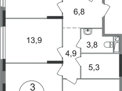 3-ком, 90,9 кв.м., 7/17эт.