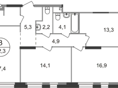 3-ком, 82,3 кв.м., 13/19эт.