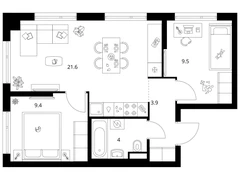2-ком, 48.40 кв.м., 8/8эт.