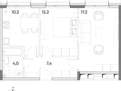 2-ком, 51.1 кв.м., 2/7эт.