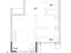 1-ком, 36 кв.м., 2/7эт.