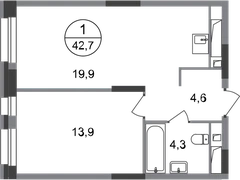 1-ком, 42,7 кв.м., 7/20эт.