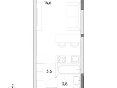 Студия, 22 кв.м., 3/7эт.