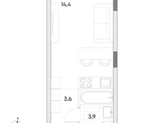 Студия, 21.9 кв.м., 3/7эт.