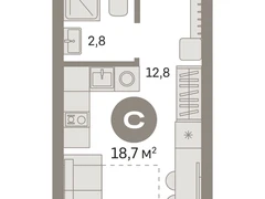 Студия, 18,66 кв.м., 5/9эт.