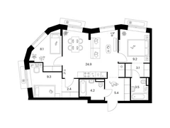 3-ком, 70.10 кв.м., 10/18эт.