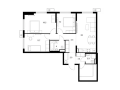 3-ком, 85.20 кв.м., 22/25эт.